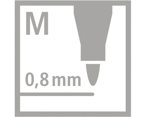 Střední hrot, šířka čáry 0,8 milimetru.