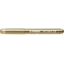 Fix Stabilo Trio DECO ve zlaté metalíze s motivem hvězd, ergonomickým trojhranným tvarem a označením CE.