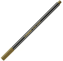 Fix Stabilo Pen 68 metallic s šestihranným tělem a zlatým víčkem.