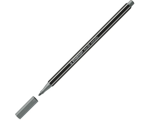 Fix Stabilo Pen 68 metallic s šestihranným tělem a sejmutým víčkem.