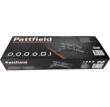 Přesná pokosová pila Pattfield 550 mm v obalu s úhly od 15 do 90 stupňů a pečetí pro ověřenou bezpečnost.