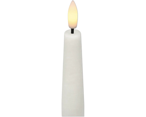 Bílá LED tyčová svíčka z pravého vosku s plamínkovou LED žárovkou.