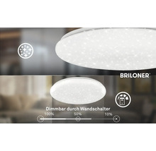 Stropní LED svítidlo Briloner s efektem hvězdné oblohy, stmívatelné vypínačem na 100 procent, 50 procent a 10 procent. Briloner Logo.