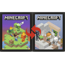Sada rámů Minecraft se dvěma černými rámy a oboustrannými plakáty Steva, Alex a dalších herních postav.
