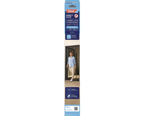 Síť proti hmyzu lamelové dveře tesa Insect Stop Standard XL bez vrtání antracit 120 x 250 cm