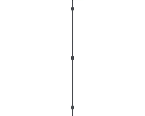Kovový sloupek pro plot nebo zástěnu, antracit, se třemi upevňovacími úchyty pro montáž.