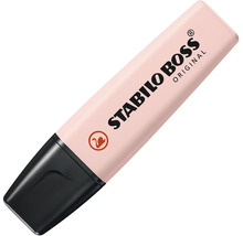 Zvýrazňovač Stabilo Boss Original v pastelově růžové barvě s černým uzávěrem.