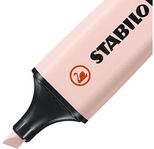 Růžový zvýrazňovač Stabilo Boss Original s klínovým hrotem a Stabilo Logo.