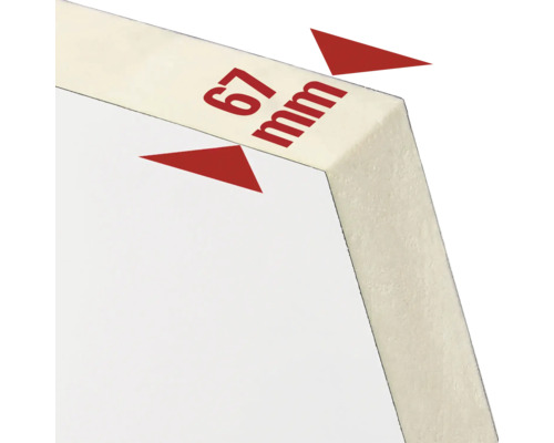 Detailní záběr desky o tloušťce 67 milimetrů.