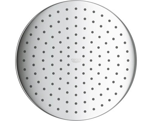 Kruhová hlavová sprcha Grohe se silikonovými tryskami a Grohe Logo.
