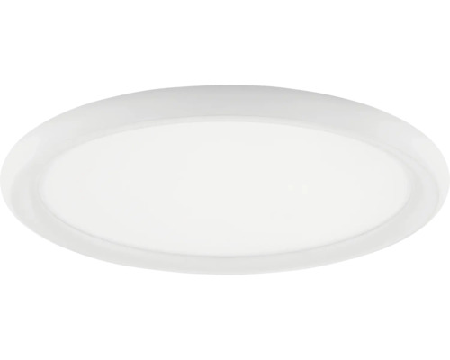 Kulaté bílé stropní svítidlo v plochém provedení s opálovým difuzorem.