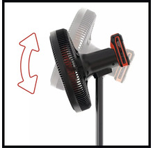 Černý akumulátorový ventilátor Einhell s naklápěcí hlavou a baterií Power X-Change.