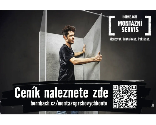 Řemeslník při montáži sprchové stěny pro Hornbach Montážní servis.