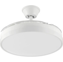 Stropní ventilátor s LED osvětlením a zatahovacími lopatkami, kulatý design
