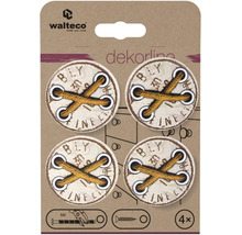 Walteco Logo, sada 4 kulatých nábytkových knoflíků dekorline s motivem zkřížené šňůry ve vintage stylu, včetně šroubů M4.