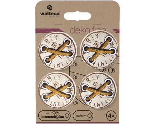 Walteco Logo, sada 4 kulatých nábytkových knoflíků dekorline s motivem zkřížené šňůry ve vintage stylu, včetně šroubů M4.