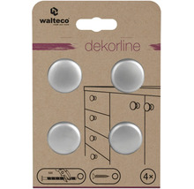 4 kulaté stříbrné nábytkové knoflíky Dekorline se závitem M4, Walteco Logo.