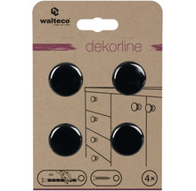 Walteco Logo. Nábytkové knoflíky Walteco dekorline, 4 kusy, kulaté, černé, pro závit M4.