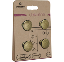 Logo Walteco, čtyři kulaté nábytkové knoflíky v antickém designu v balení.