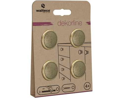 Nábytkové knoflíky Walteco dekorline, sada 4 kusů, kulaté, strukturované, závit M4.