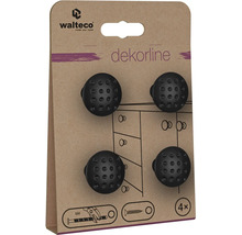 Nábytkové knoflíky Walteco Dekorline, sada 4 kusů, černé, tečkovaná struktura, pro šrouby M4.