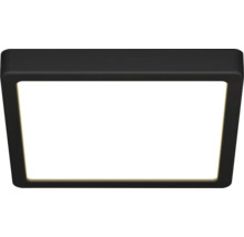 Čtvercové stropní LED svítidlo s černým rámem.