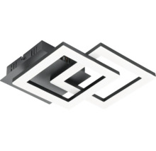 Moderní stropní LED svítidlo se dvěma propojenými čtvercovými rámy a čtvercovou montážní základnou.