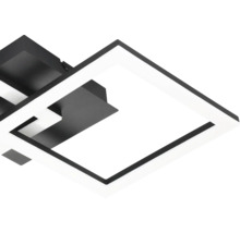 Moderní LED stropní svítidlo v černé a bílé barvě s geometrickými čtvercovými rámy.