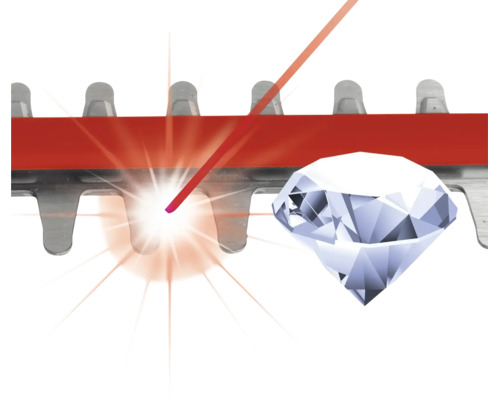 Symbol pro laserem řezané a diamantem broušené nože plotostřihu.