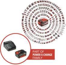 Přehled rodiny Einhell Power X-Change s širokou škálou kompatibilního nářadí a zahradní techniky pro 18 voltový akumulátorový systém.