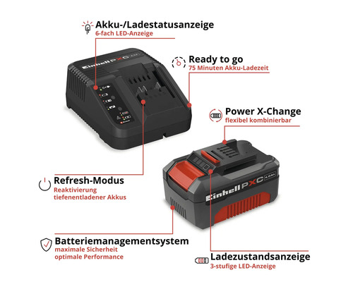 Aku Startovací sada Einhell Power X-Change 18 V, 4,0 Ah, 4512042