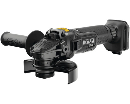 Akumulátorová úhlová bruska DeWalt s bezkartáčovým motorem, boční rukojetí a ochranným krytem, Special Edition.