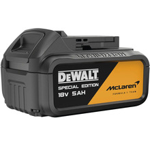 Lithium-iontový akumulátor DeWalt ve speciální edici McLaren s napětím 18 Voltů a kapacitou 5 Ampérhodin.