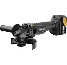 Akumulátorová úhlová bruska DeWalt 18 Volt Special Edition s přídavnou rukojetí a akumulátorem, bez kotouče.