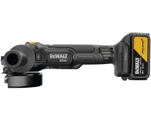 Akumulátorová úhlová bruska DeWalt McLaren Special Edition s 18 Voltovým akumulátorem.