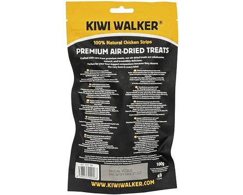 Kiwi Walker prémiové sušené kuřecí proužky pro psy a kočky v balení 100 gramů.