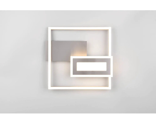 Moderní LED nástěnné svítidlo s čtvercovým rámem a geometrickými kovovými prvky