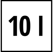 Symbol s uvedeným objemem 10 litrů.