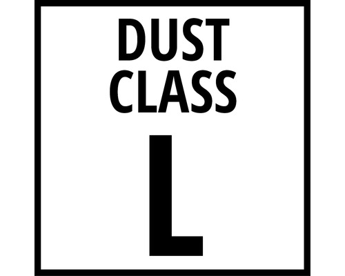 Symbol pro prachovou třídu L pro označení vysavačů.