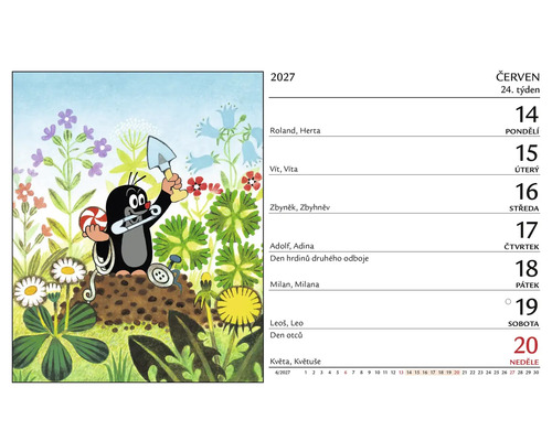 Nástěnný kalendář 2027 s ilustrací Krtečka na zahradě