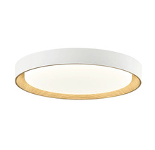 Kulaté LED stropní svítidlo v moderní kombinaci vzhledu dřeva a jednoduchého designu.