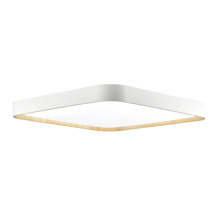 Čtvercové stropní LED svítidlo s rámem ve vzhledu dřeva pro moderní osvětlení interiéru.