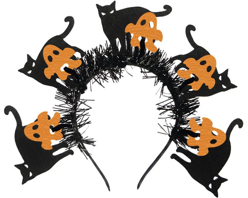 Halloweenská čelenka s kočkami a duchy jako doplněk ke kostýmu
