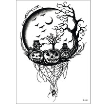 Halloweenská motivová tetovací nálepka s dýněmi a pavučinou