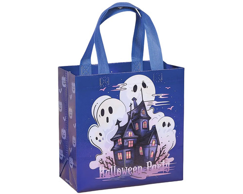 Halloweenská taška s motivem duchů a strašidelného domu na sladkosti
