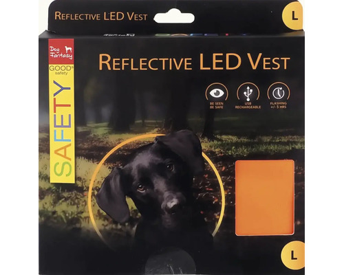 Reflexni LED vesta pro psy ve velikosti L od znacky Dog Fantasy v baleni s nabijenim pres USB
