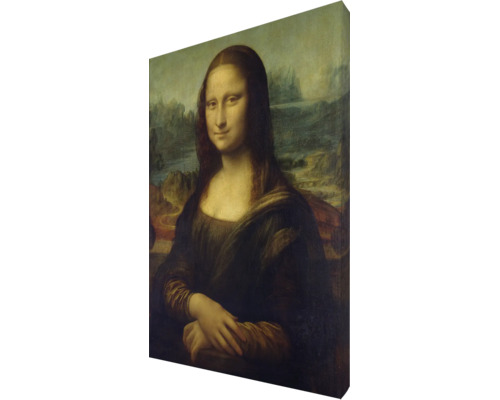 Nástěnný obraz Mona Lisa jako kvalitní umělecký tisk na plátně v perspektivním pohledu pro stylovou dekoraci stěn.