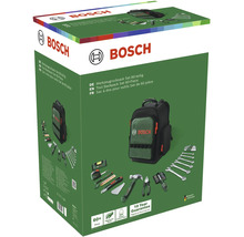 Sada nářadí Bosch v batohu se 60 díly, včetně různého ručního nářadí a odolné brašny v obalu produktu.