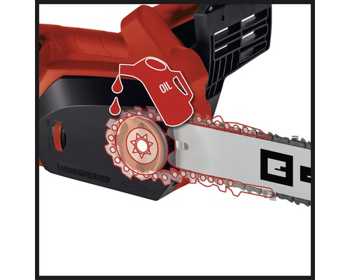 Řetězová pila se symbolem olejničky pro automatické mazání řetězu