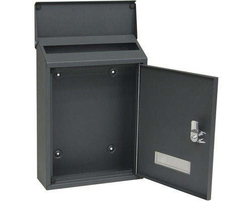 Otevřená šedá poštovní schránka se zámkem